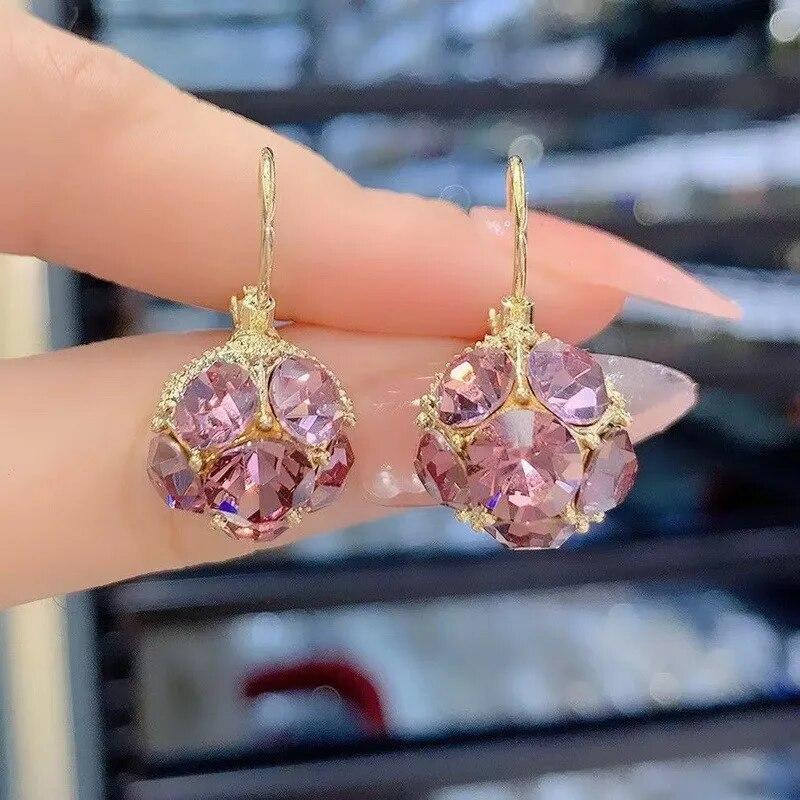 Fashion Vintage Mermaid Pearl Flower Hoop Earrings for Women Elegant Shiny Zircon Drop Dangle Earring Wedding Jewelry Gifts