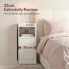 Slim Bedside Table Set of 2 Narrow Bedside Cabinet, White