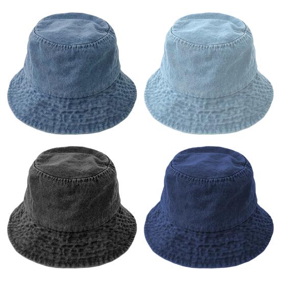 Denim Fisherman Hat Retro Style Unisex Sun Protection Basin Hat Flat Top Short Brim Solid Color Thin Bucket Hat