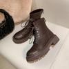 Женские ботильоны из натуральной кожи 2024 года, осень/зима 2024 года, толстая подошва, высокие короткие ботинки средней длины в британском стиле