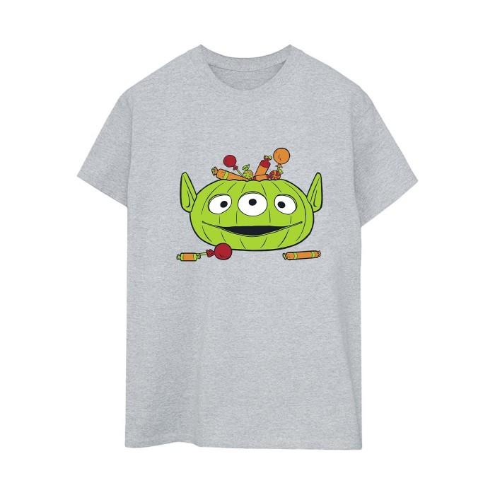 Toy Story Женская/Дамская футболка на Хэллоуин с инопланетным тыквенным ведром и парнем
