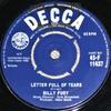 7inch Record BILLY FURY - Letter Full Of Tears / Magic Eyes 45F11437 Decca 1962 UK Rock Used