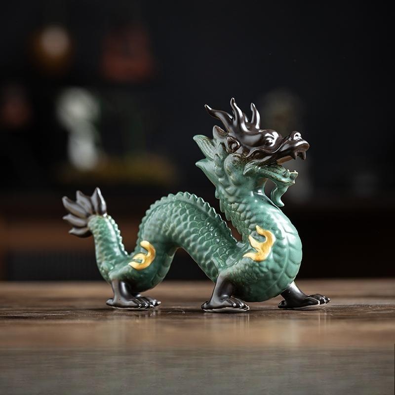 Китайский фарфор Статуэтка дракона Ручная работа Керамика Тотемное животное Скульптура Древняя легенда Тотем Ремесло Деко