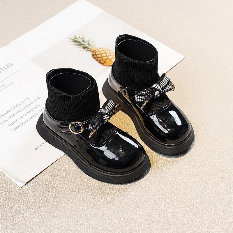 Короткие ботинки для девочек, новая коллекция осень/зима, детские ботинки Martin, стильные носки для девочек, кожаные ботинки принцессы