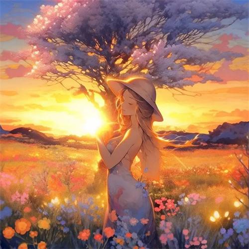 5D Diy Алмазная картина Дерево Девушка Вышивка Мозаика Закат Пейзаж Полный Квадрат Круглый Домашний Декор