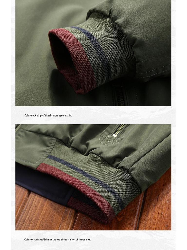 Мужская двусторонняя куртка с воротником-стойкой для среднего возраста: Деловой кэжуал весна/осень