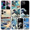 Роскошный чехол для телефона для iPhone 16 15 14 11 Pro Max 13 12 XS X XR 7 8 Plus Золотой Великая волна в Канагаве Чехол для серфинга Защита