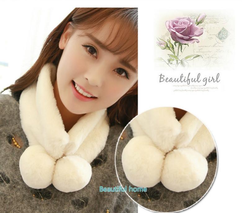 Fashion Winter Scarf Beaver Rabbit Wool Scarf Women Warm Fur Collar Scarves