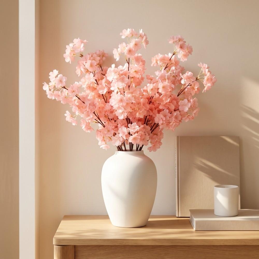 5 Pcs White Color Artificial Cherry Blossoms Cherry Tree Branches  Party Decoration