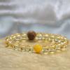 Natural yellow citrine round beads8mm Single-loop bracelet with agarwood and yellow amber design, fashionable for women