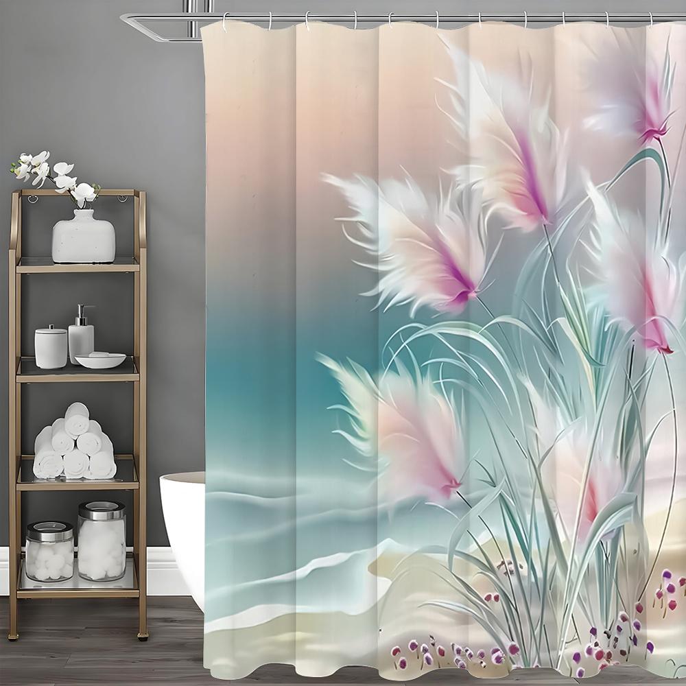 Fantasy Reed Shower Curtain, Bathroom Decorative Shower Curtain, Waterproof Shower Curtain with Hooks
