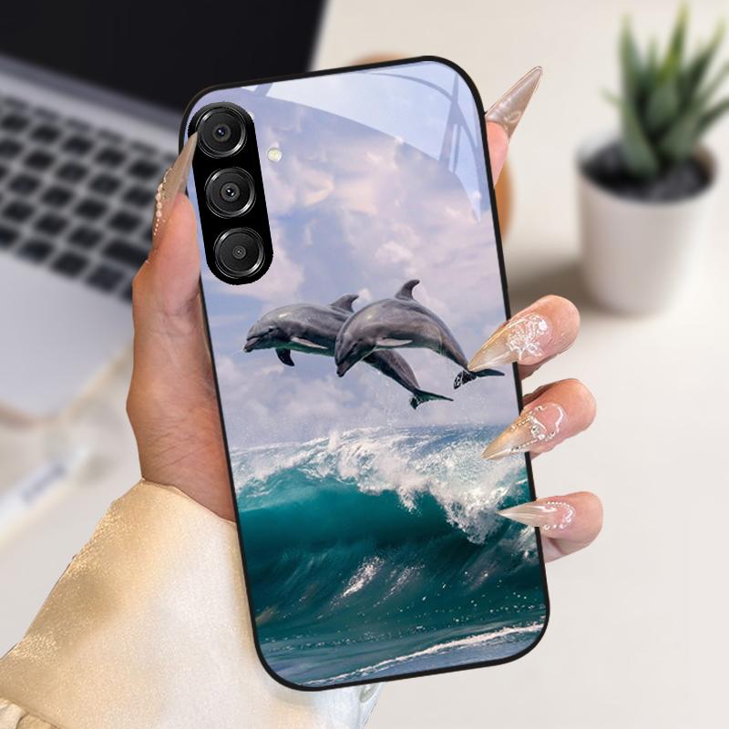 Модный Чехол Для Samsung A55 A56 Чехол A25 A26 Закаленное Стекло Чехол Для Телефона Для Galaxy A15 A35 A36 Жесткий PC Стекло Защитный Fundas