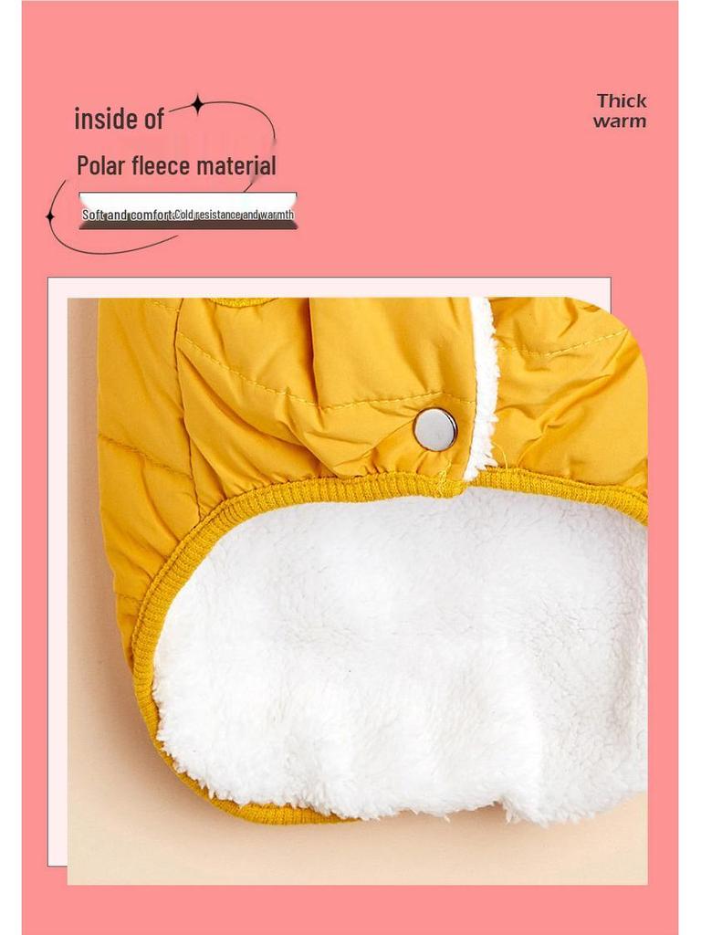 Теплый водонепроницаемый хлопковый жилет для маленьких и средних собак - Меховая подкладка, одежда для питомцев на осень и зиму