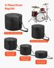 5-Piece Drum Case Set, 600D, Padded Drum Bags for Bass, Tom, and Snare, Thick Padding, Lightweight Protective Covers, Travel Storage Cases with