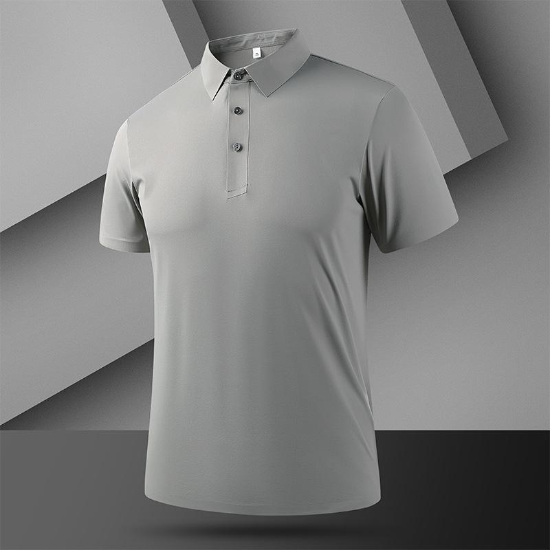Men's Business Lapel POLO Shirt Men's Ice Silk Quick-drying Short-sleeved Men's Thin Breathable Casual Half-sleeve