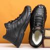 Мужская зимняя кожаная мужская обувь теплая и нескользящая высокая верхняя часть уличная повседневная кожаная обувь мужские хлопковые ботинки прочная хлопковая обувь утолщенная