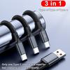 100W 3 in 1 USB to 3×Type-C Cable Phones Fast Charging Data Cable 1.2m/0.2m Extension Cord USB C PD High-Speed Data Transmission