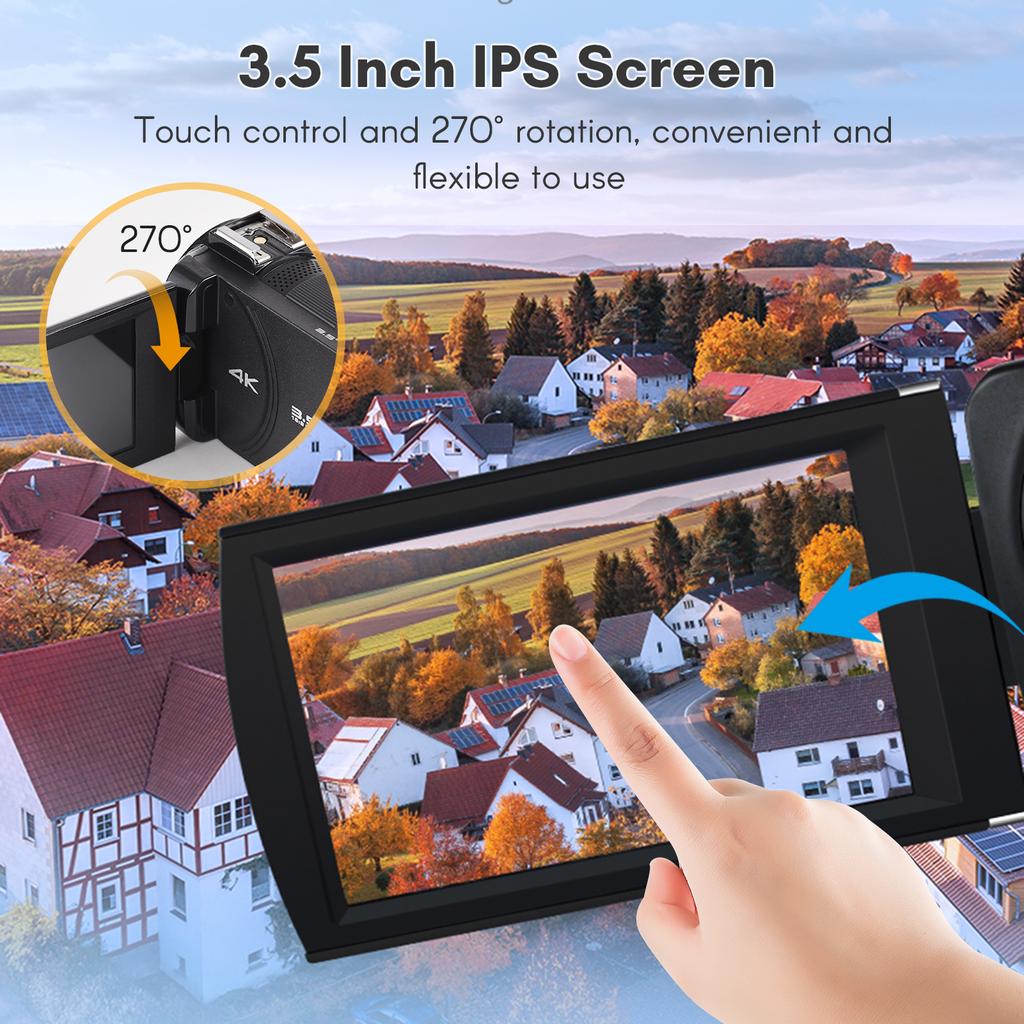 Цифровая видеокамера ORDRO HDR-AX10 4K, Wi-Fi, видеокамера, DV-рекордер, 3,5-дюймовая сенсорная панель IPS, 30 МП, 30X