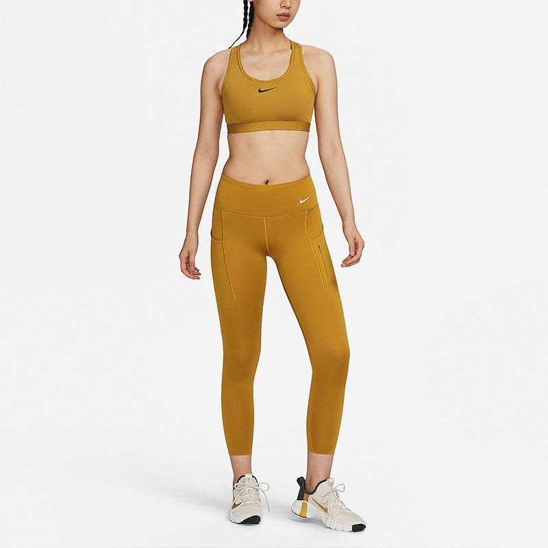 Nike Swoosh Solid Средняя поддержка Быстросохнущий спортивный бюстгальтер Женское нижнее белье Бронзовый DX6822-716