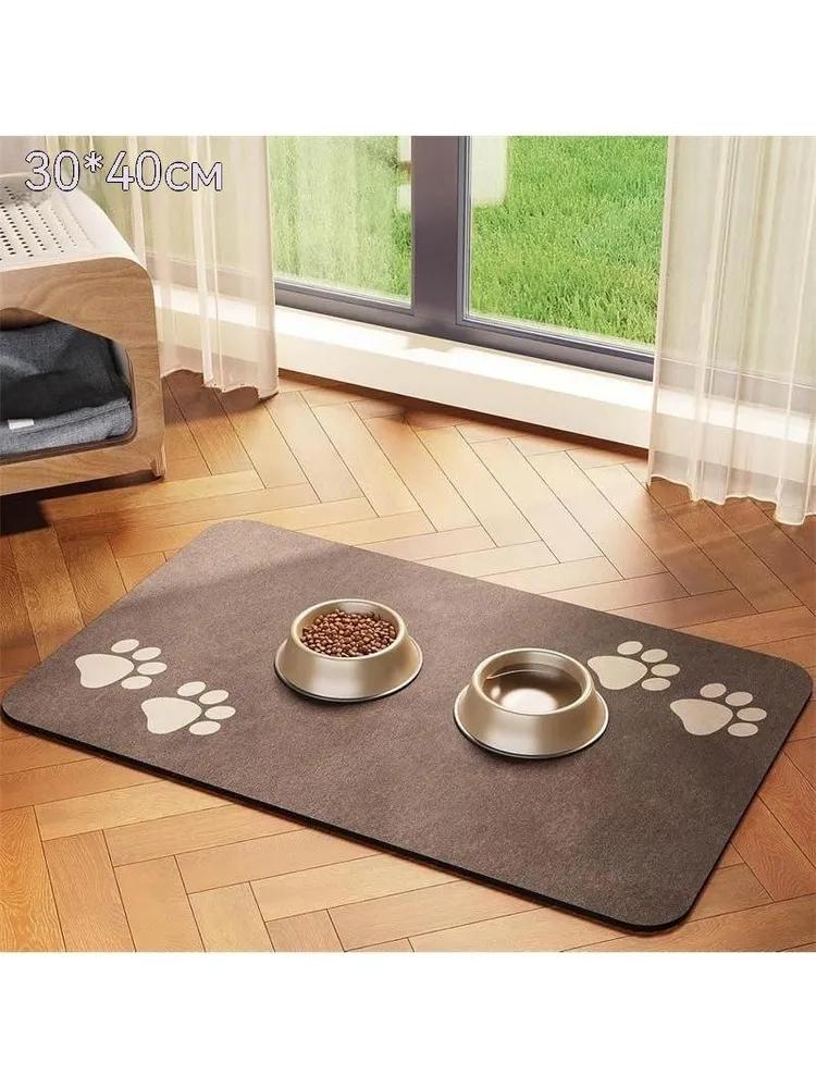 Pet bowl mat, moisture absorbing and anti-slip, for dogs and cats,