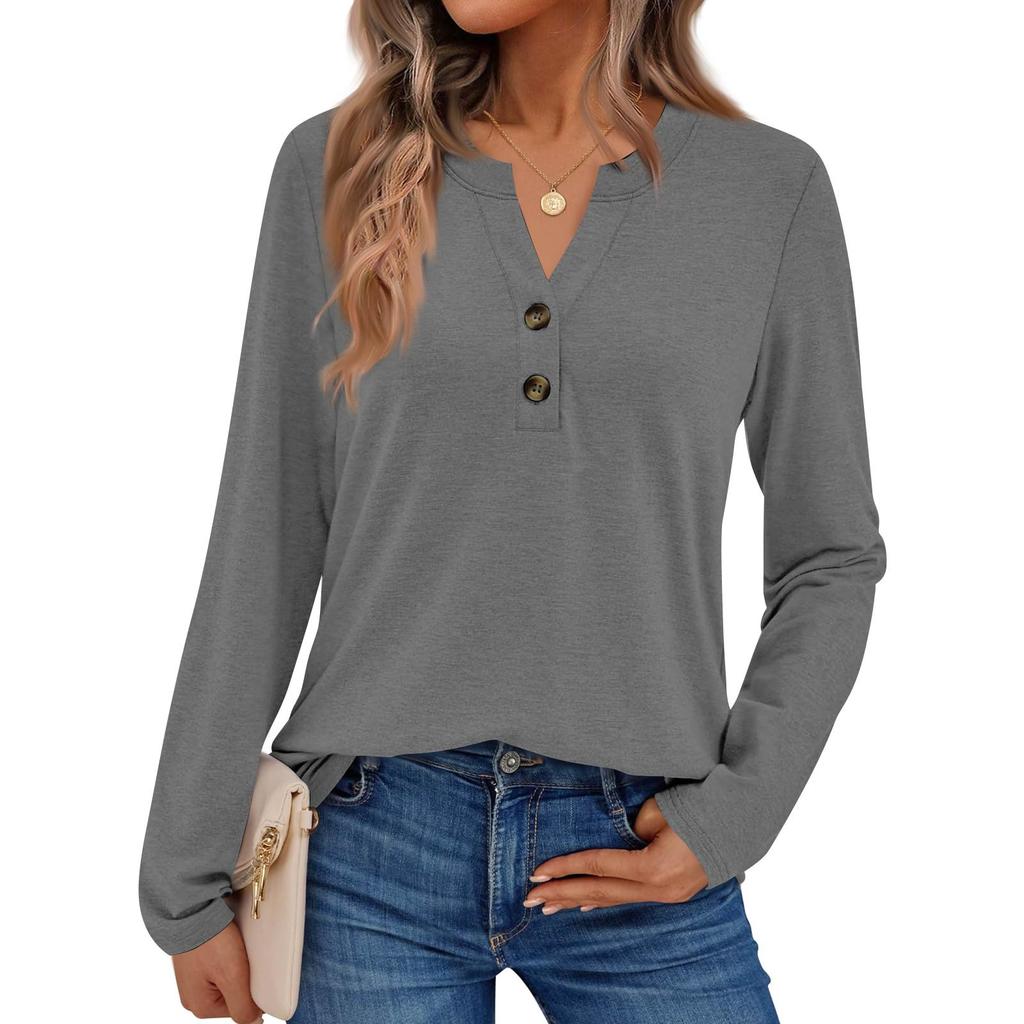 Women's Solid Color Long Sleeve Shirts Elegant Casual Tops Trendy Shirts Tops