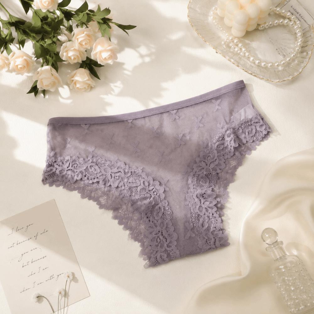 Seamless Lace Trim Briefs Transparent Women Lace Panties Breathable Sheer Mesh Underwear Girls