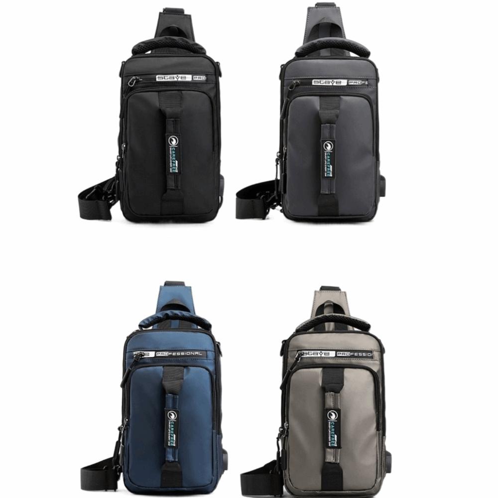 USB Charging Sports Shoulder Bag Nylon Crossbody Bag Portable Men Chest Bag Running