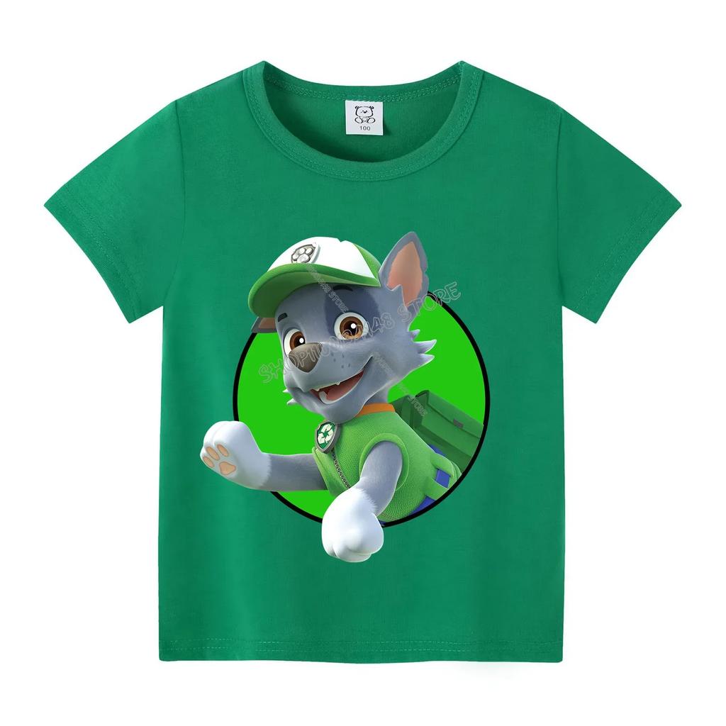 Paw Patrol T-shirt for Children Cartoon Chase Skye Clothes Boys Girls Anime Clothes Kawaii Summer Kids Round Collar Tee Top Gift