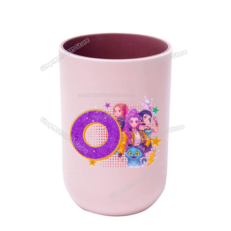 KPop Demon Hunters Letter A-Z Kids Toothbrush Cup Rumi Mira Zoey Girl Washing Mouth Mugs Water Cup Bathroom Toothbrush Holder