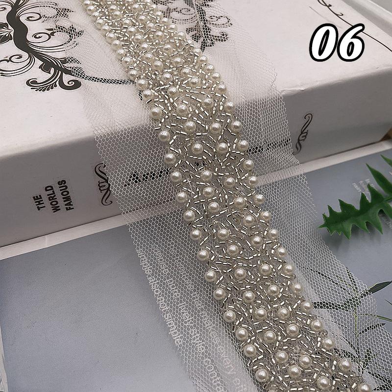 Кружевная лента с бисером Кружевная ткань Отделка бахромой из бисера Вышитая отделка воротника Африканская кружевная ткань Шитье DIY поделки