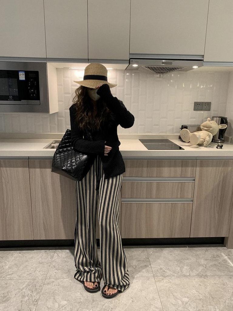 Женские брюки больших размеров в вертикальную полоску, с высокой талией, стройнящие, повседневные, длиной до пола, летние