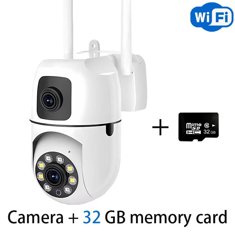 8-мегапиксельная IP-камера с двумя объективами, двумя экранами, WiFi-камерами, PTZ, наружной цветной камерой с функцией ночного видения и автоматическим слежением, системой видеонаблюдения, системой безопасности и видеонаблюдения