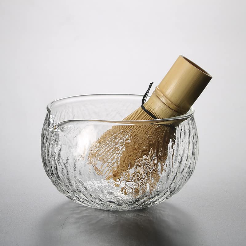 Heat-resistant Glass Matcha Bowl, Clear, Approximately 12.3cm X 7.2cm High, Perfect for Tea Ceremony, Tea Ceremonies, Practice, or As a Gift.