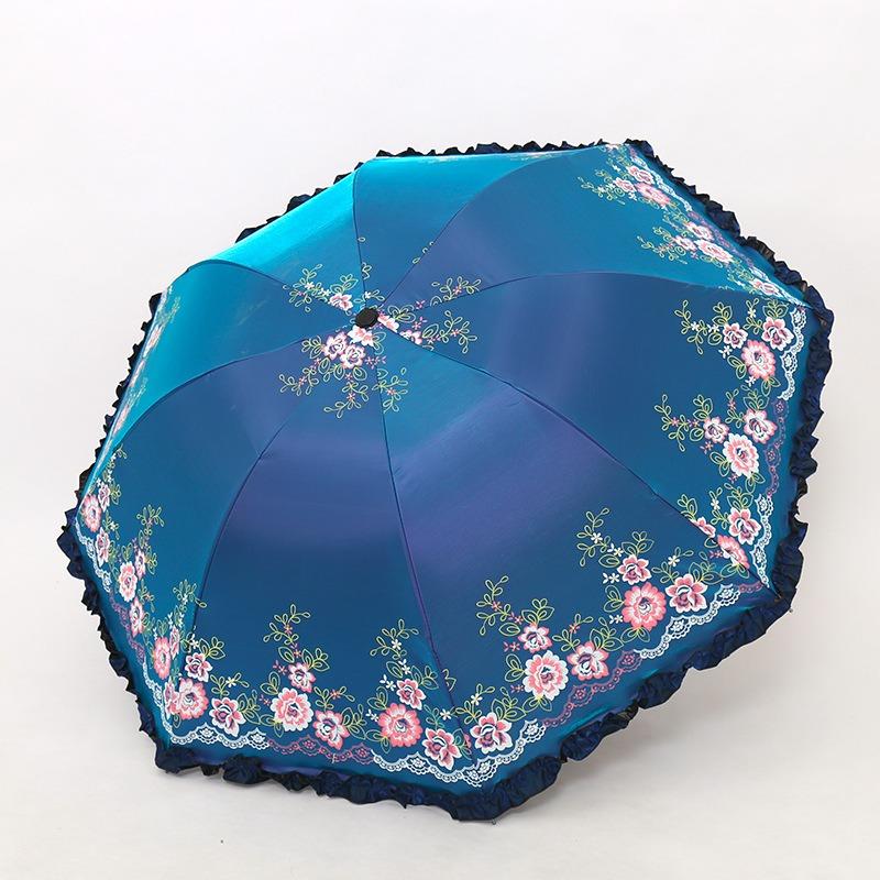 Sunscreen Uv Protection Parasol Female Summer Folding Small Portable Retro Sun Umbrella Weather Rain Umbrella