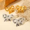 Versatile Titanium Steel 18K Gold Bow Earrings: Women's High-End European/American Style