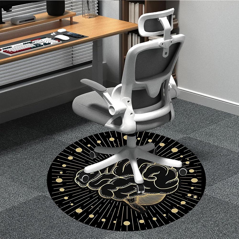1pc Cerebral Cosmos Office Round Area Rug,  Mat Suitable For Office, Under Office Chairs Bedroom Living Room Home Decor, Room Deco