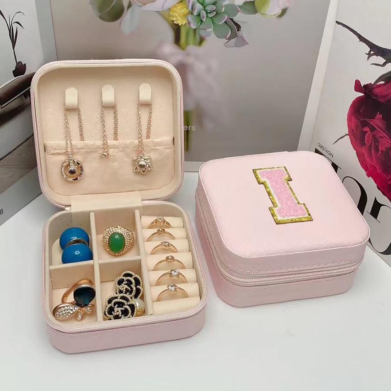 Mini Jewelry Storage Box Bridesmaid Gift Ideas Travel Jewelry Case Initial Letter with Name Birthday Party Box Mother's Day Gift