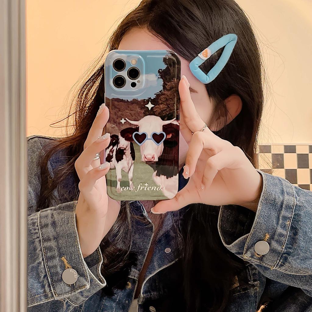 Cow Friend Relif 3d Imd Soft Silicone Shockproof Phone Case For Iphone 14 Pro Max 13 12 11 Promax Cute Catoon Back Cover Shell