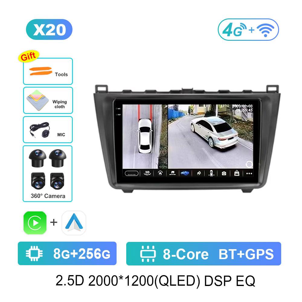Сенсорный экран GPS-навигация для Mazda 6 II GH 2007 - 2012 Android 14 Автомобильный видео-мультимедийный проигрыватель WiFi BT DSP Стерео Автоинструменты
