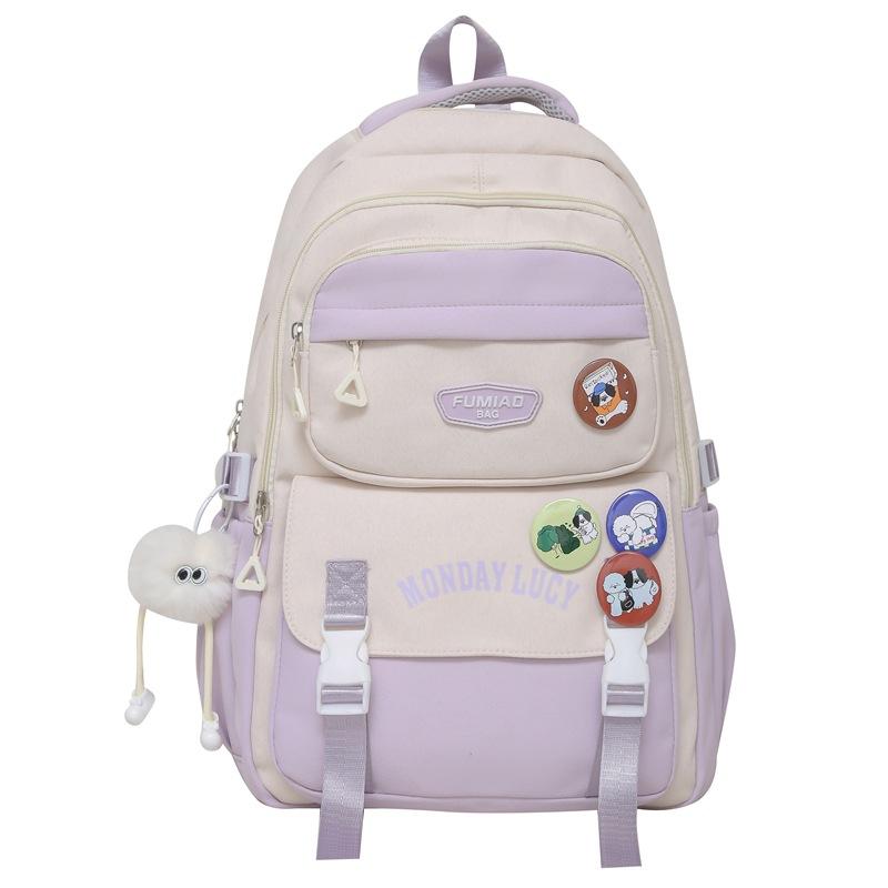 Школьный рюкзак для младших школьников, женский контрастный рюкзак для кампуса, рюкзак большой емкости