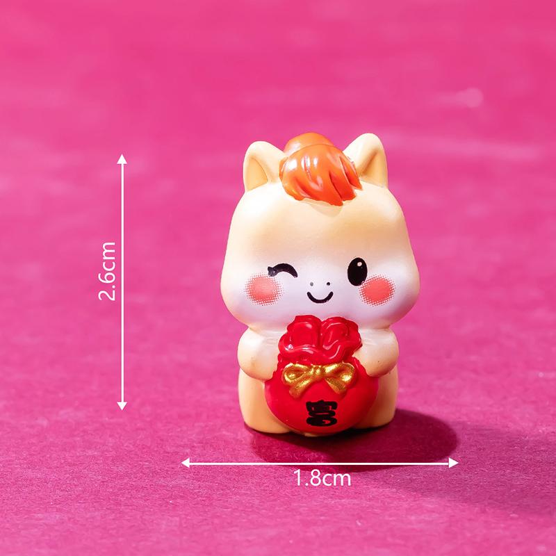 2026 Новогодние Фигурки Миниатюры Мультяшная Счастливая Лошадь Микро Ландшафтные Украшения Домашний Декор для Стола Декор Комнаты Подарок