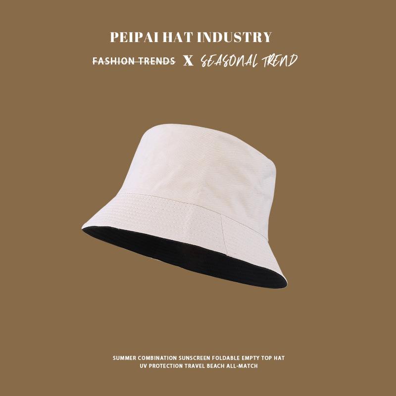 Bucket hat female sunshade face small sunscreen hat simple student travel basin hat