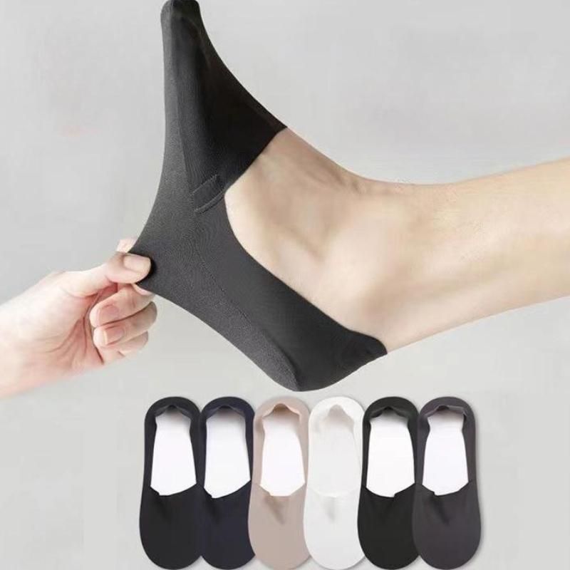 Летние мужские неглубокие бесшовные невидимые носки, однотонные носки из ледяного шелка, универсальные носки, носки-лодочки произвольного кроя