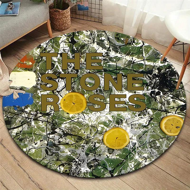 The Stone Roses Round Area Rug,Carpet Rug for Living Room Bedroom Sofa Playroom Decor,Non-slip Floor Mat
