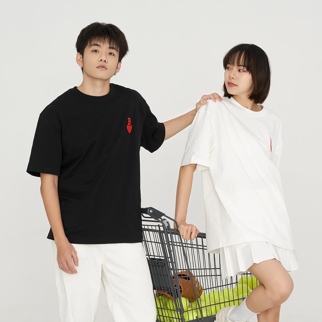 New MLB Set in Sleeve T Shirt Unisex White 3ATSH0133-50IVS
