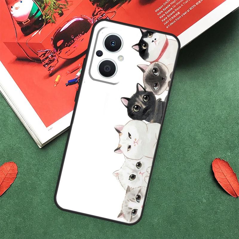 Милый Чехол-Котик для OPPO Reno 13F 14F 12F 11F 12 11 10 14 Pro 8T 8 Lite OPPO Find X9 X8 X6 X5 Pro
