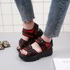 Туфли на платформе Женские босоножки Туфли на танкетке Увеличивающие рост Женские пляжные сандалии с пряжкой на толстой подошве Летние женские сандалии