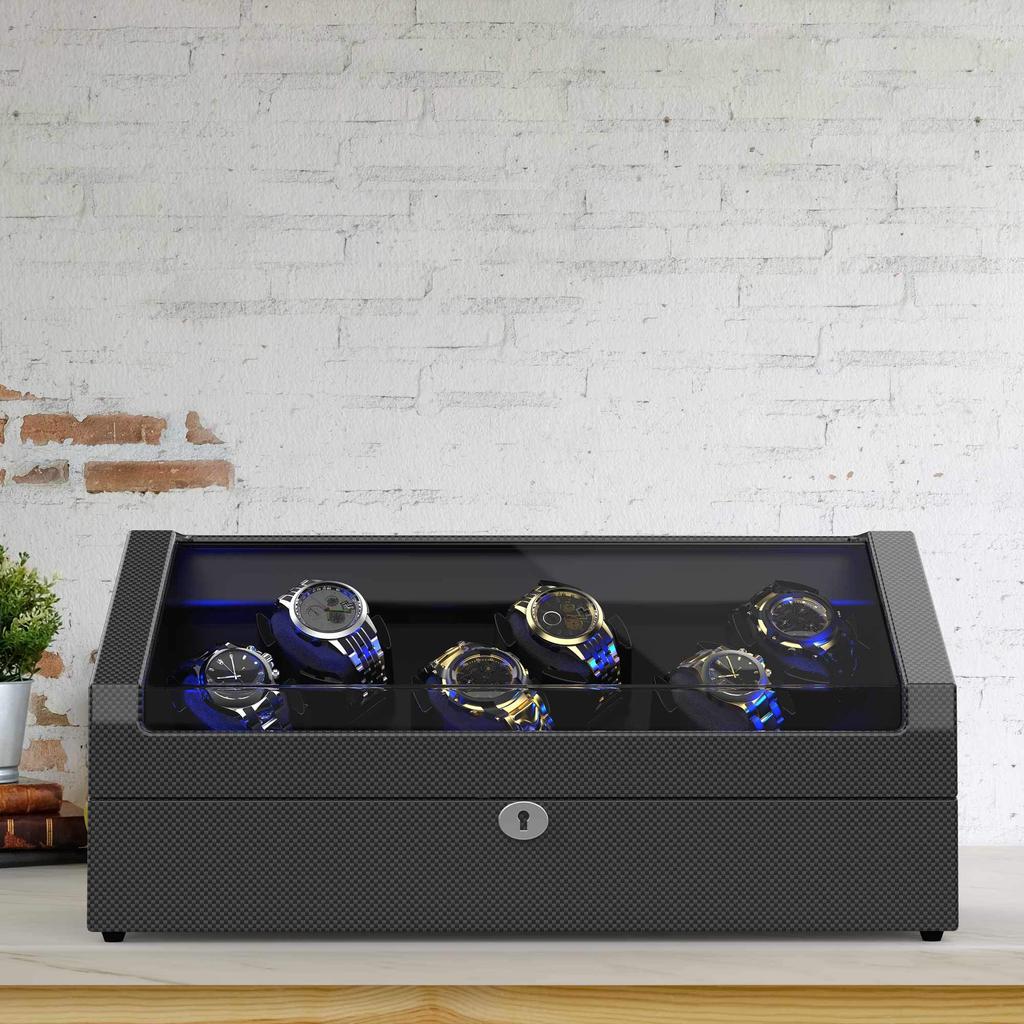 Подзаводная машина 6 заводных механизмов 6 часов Автоматический заводной механизм для часов Подзаводной механизм для часов Футляр для хранения часов Чехол для часов Часы Wonder Watch Winder Роскошный корпус для часов