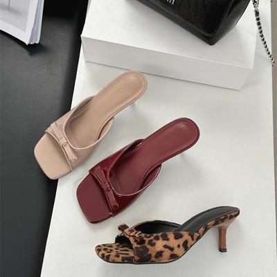 Новая нишевая верхняя одежда бант высокий каблук тапочки женские сандалии полутапочки сандалии