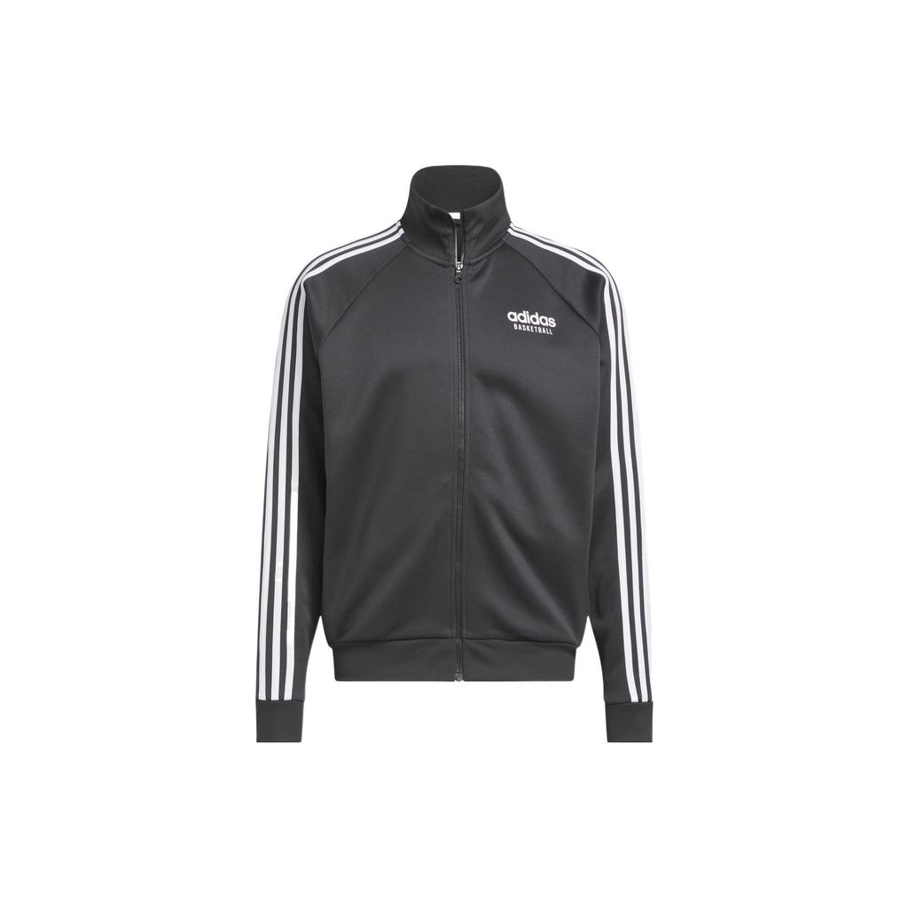 adidas Выберите куртку с логотипом и полосатым воротником-стойкой на молнии. Мужская верхняя одежда, карбон-черный IC2413